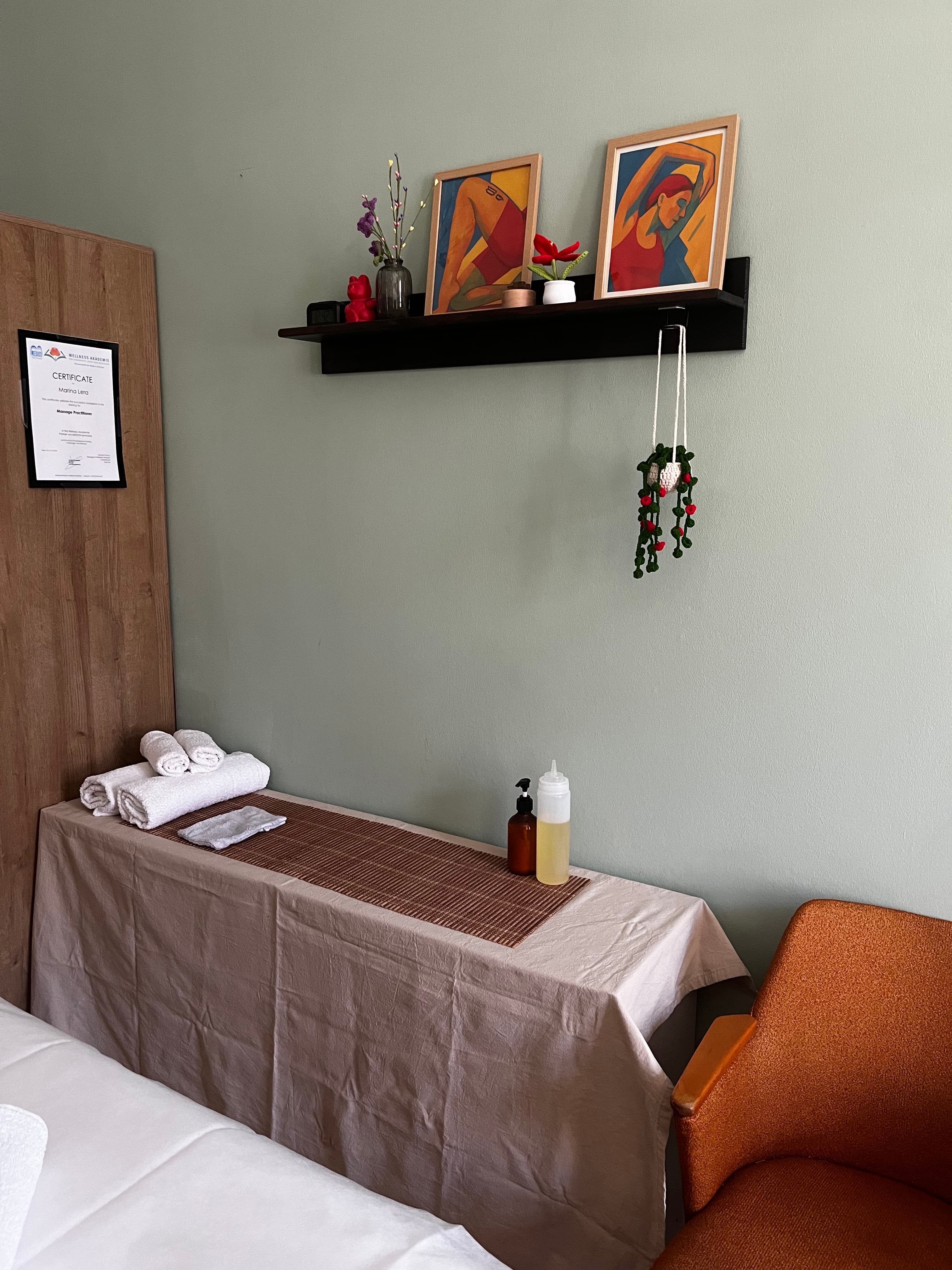 The massage room at Lera Massage, Berlin